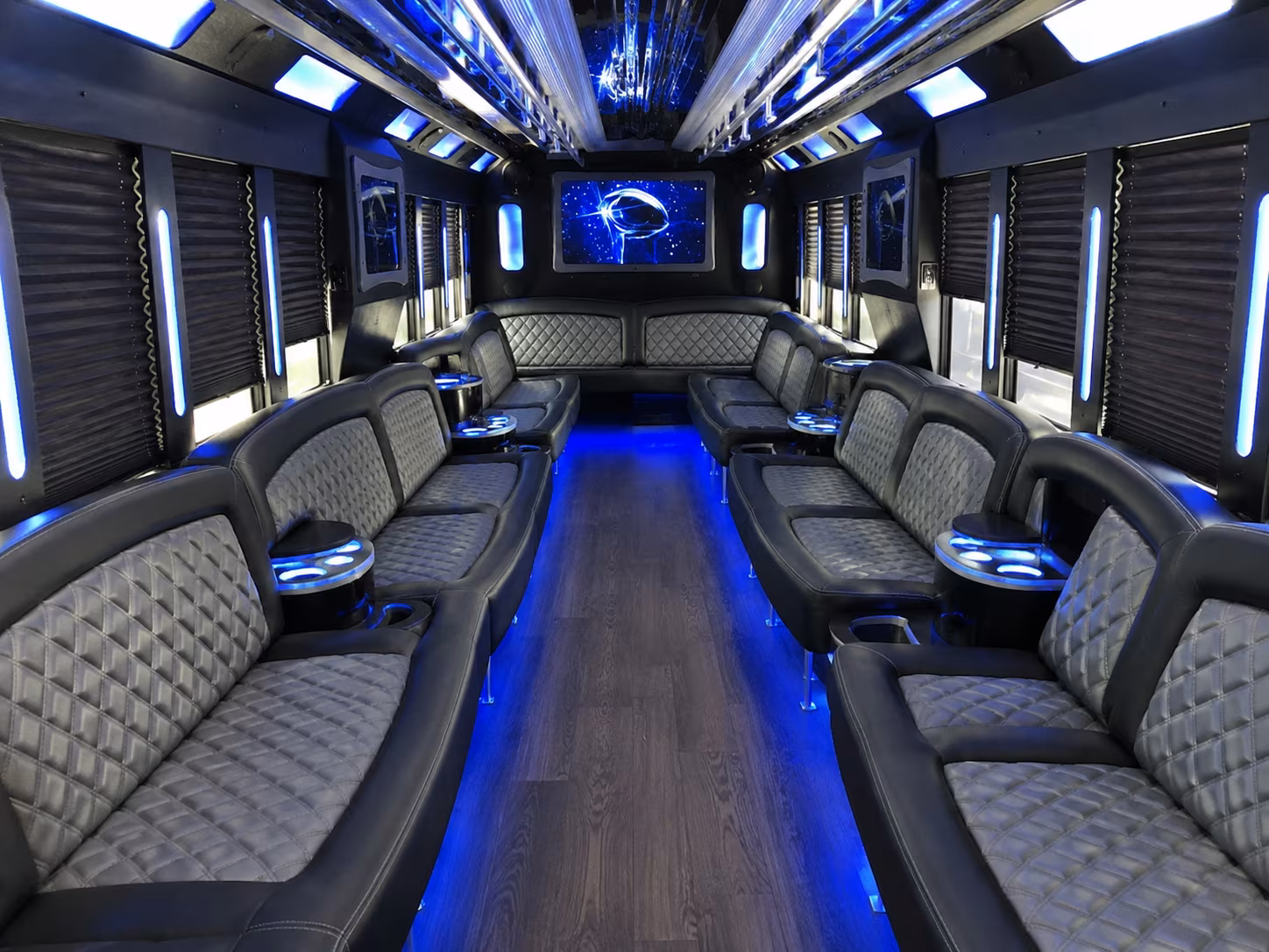 Glendale Birthday, Sweet 16, & Quinceañera Transportation party bus interior