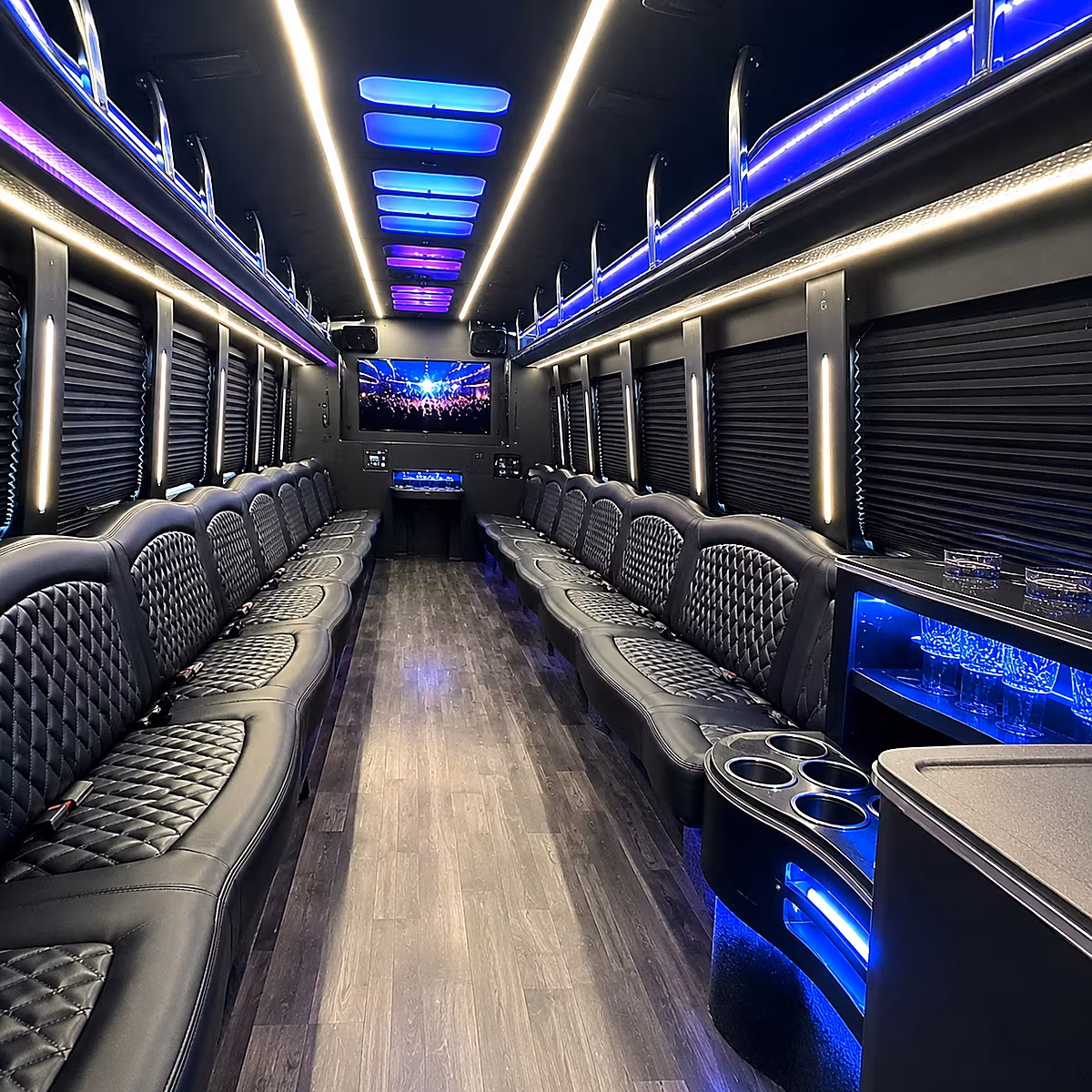 Glendale Private Event Transportation party bus interior