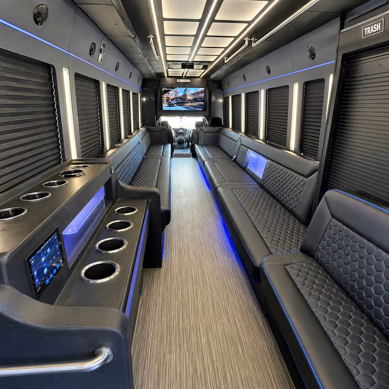 Glendale Private Event Transportation party bus interior
